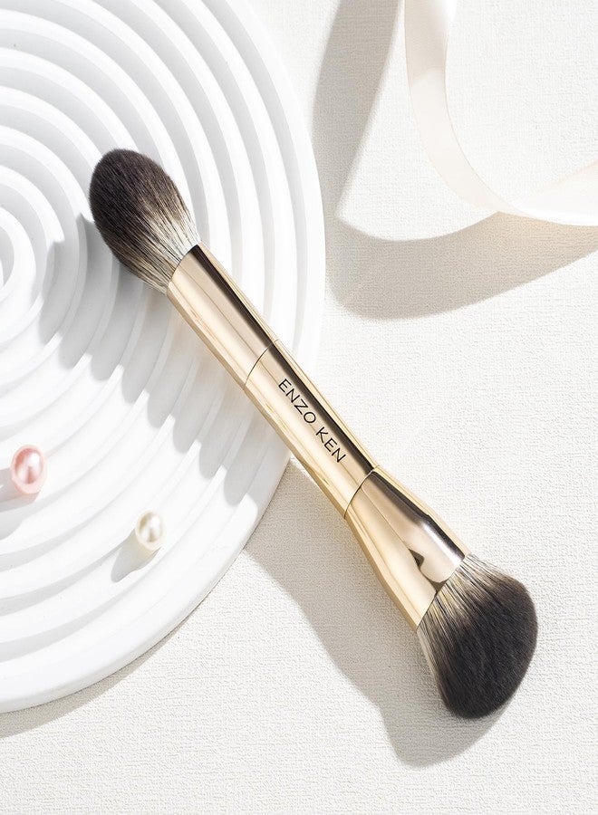 ENZO KEN Double Ended Blush and Bronzer Brush, Makeup Brush for Blush Makeup, Double Sided Makeup Brushes, Cream Contour Brush Gold, Fluffy Bronzer Blush Brush for Cheeks, Bronzing - 124B - Image 2
